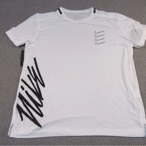 Nike Dri-FIT Rise 365 Mens Running Shirt Large White Lightweight Short Sleeve